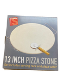 13 Inch Pizza Stone (set includes serving rack and pizza cutter)