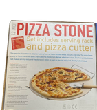 13 Inch Pizza Stone (set includes serving rack and pizza cutter)