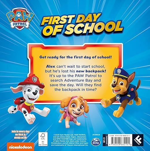 PAW Patrol First Day of School Picture Book:
