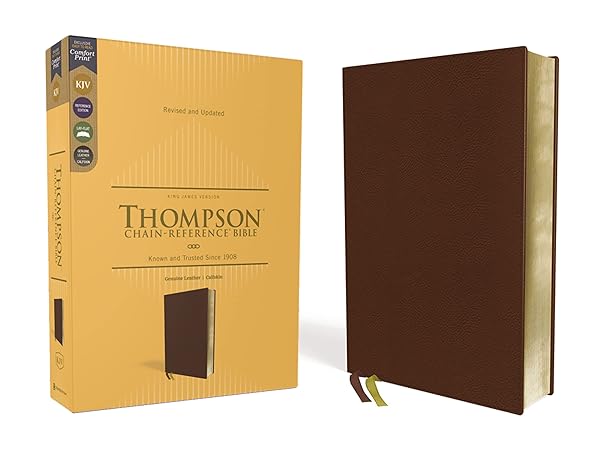 KJV, Thompson Chain-Reference Bible, Genuine Leather, Calfskin, Brown, Red Letter, Comfort Print [leather_bound]