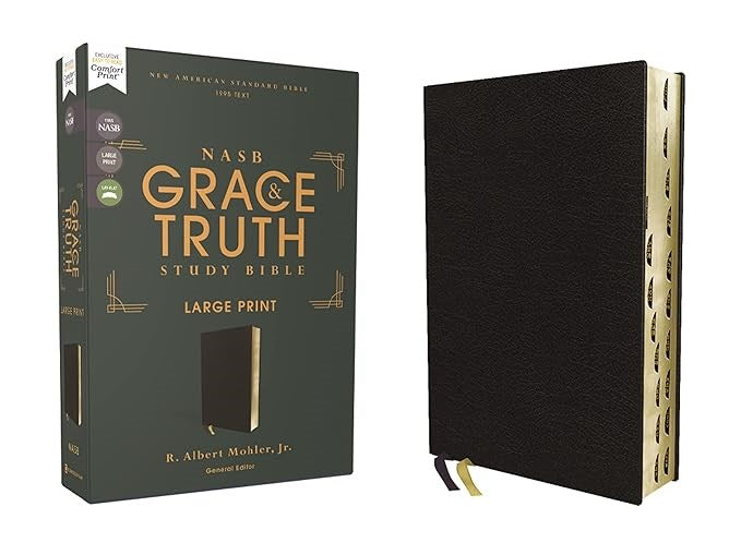 NASB, The Grace and Truth Study Bible, Large Print, European Bonded Leather, Black, Red Letter, 1995 Text, Thumb Indexed, Comfort Print: New American ... Leather, Red Letter, 1995 Text, Comfort Print