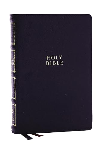 NKJV, Compact Center-Column Reference Bible, Black Genuine Leather, Red Letter, Comfort Print: Nkjv, Compact Center-column Reference Bible, Genuine Leather, Black, Red Letter, Comfort Print [leather_bound]
