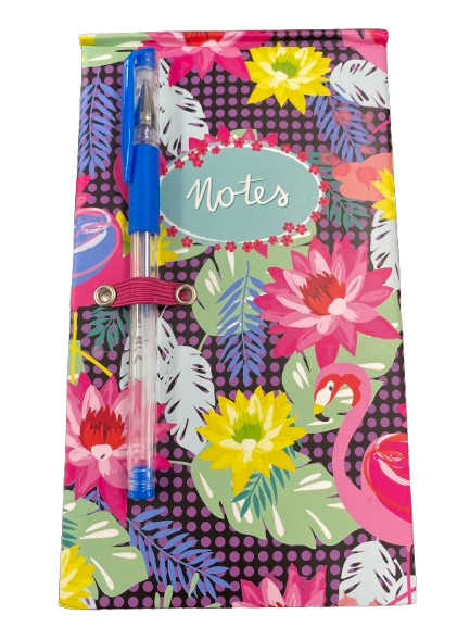 Luxury Memo Pad with Gel Pen (Flamingo, Purple Polka)