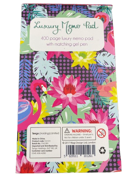 Luxury Memo Pad with Gel Pen (Flamingo, Purple Polka)