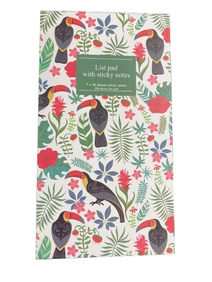 Tropical Bird List Pad and Sticky Note Pad
