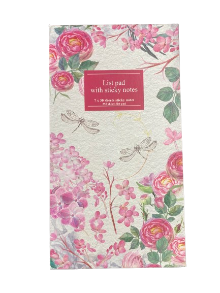 Pink Rose List Pad & Sticky note Pad