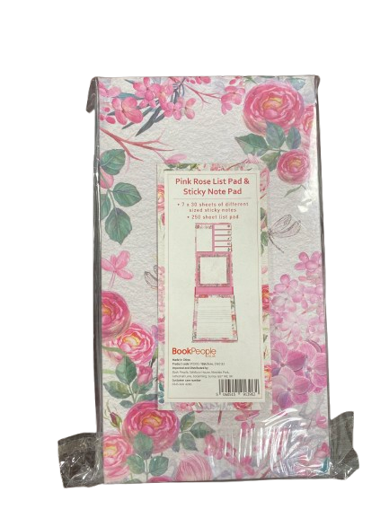 Pink Rose List Pad & Sticky note Pad