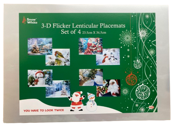 3-D Flicker Lenticular Christmas Placemats Set of 4