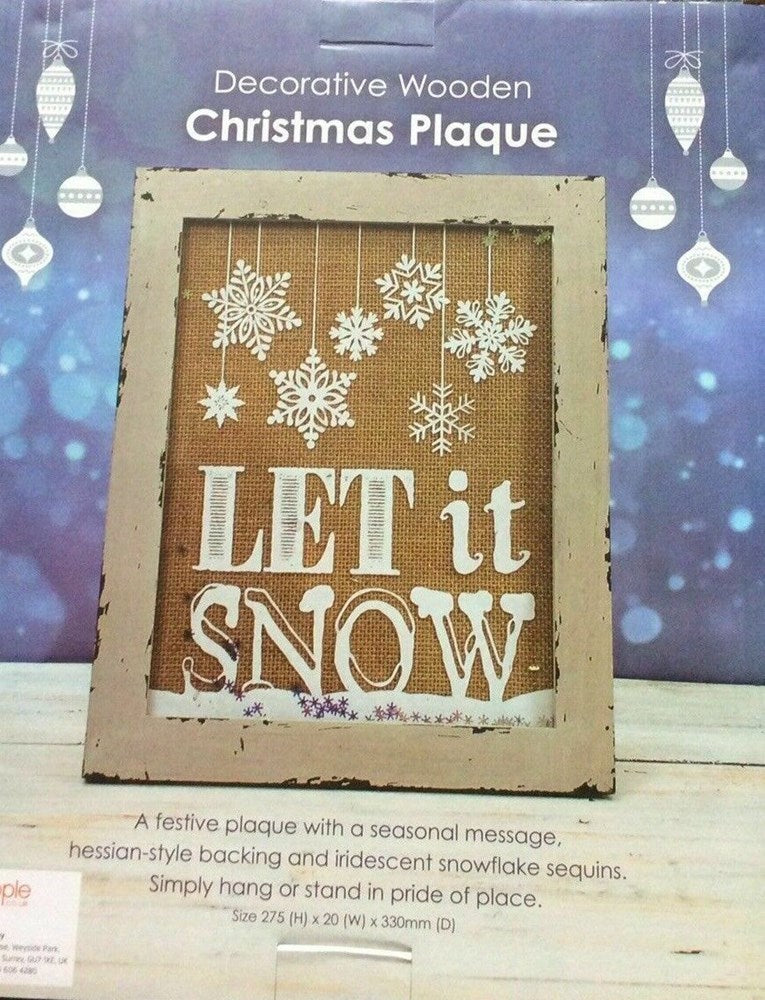 Decorative Wooden Christmas Plaque / Let it snow