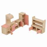 Children Wooden Doll House Furniture Set Kitchen