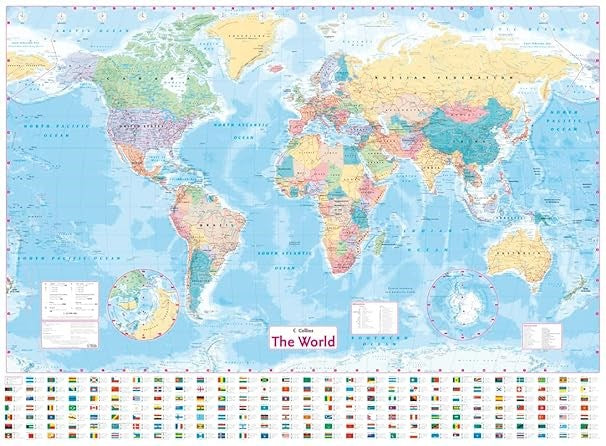 Collins World Wall Laminated Map