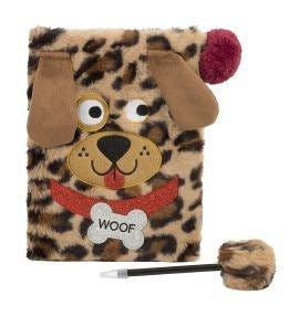 Fluffy Dog Notebook with Pom-Pom Pen